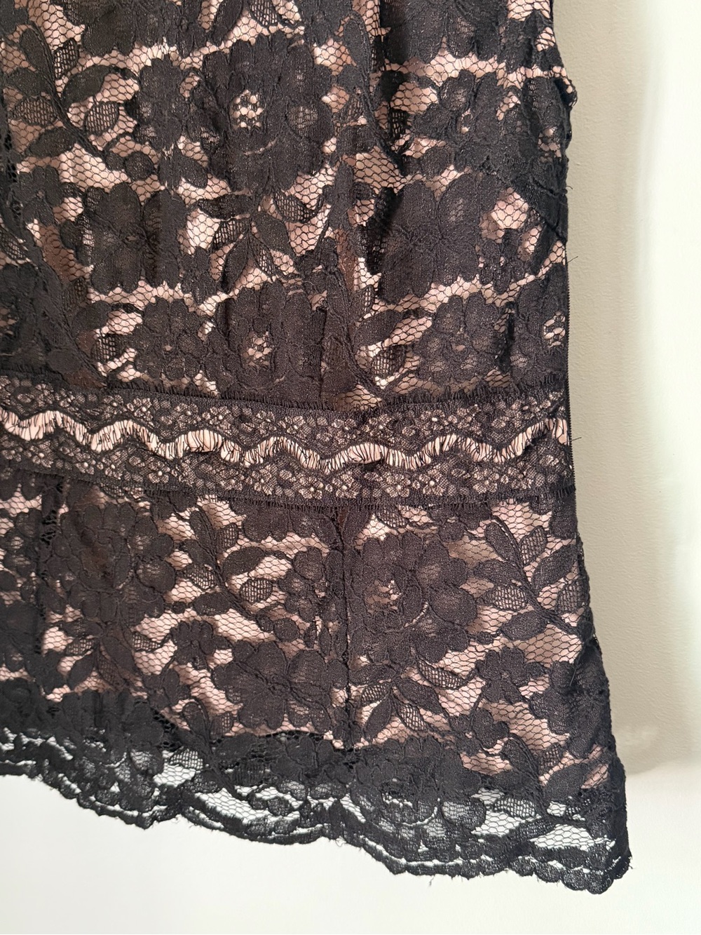 The Limited Black Lace Blouse Medium Nude Lined Floral Cap Sleeve Top - Picture 2 of 8